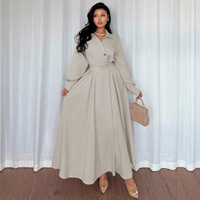 Robe chemise pour femme avec ceinture, manches longues, boutonnée, robe maxi élégante, décontractée, pour le bureau