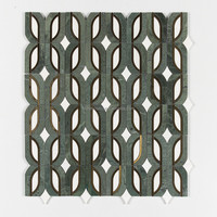 Mosaïque moderne de taille personnalisée, motif bouclier vert blanc, carreaux de sol muraux en porcelaine, fonctionnalité de parquet, solution de conception graphique