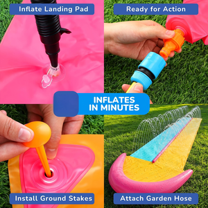 Colorful Dual Lane Water Slide with Safety Landing Zone and 2 <b>Boogie</b> <b>Boards</b> for Kids Backyard Racing - Product Image 3