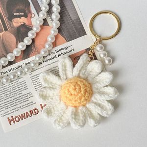 جديد الكروشيه عباد الشمس حقيبة الهاتف الملحقات اللؤلؤ مكرميه زهرة المفاتيح المنسوجة يدويا عباد الشمس القطيفة سلاسل المفاتيح اللعب - Product Image 3