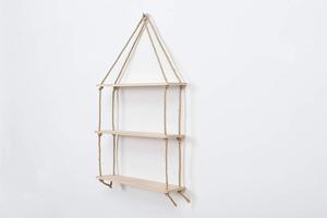 עבודת יד 3-שכבות קיר תליית נדנדה מתלה מדף אדית עם חבל המארגן עץ חומר קישוט הבית - Product Image 3