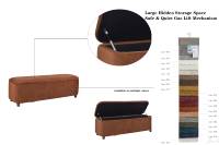 Pouf de rangement CARLFORD orange, banc de rangement au design moderne et confortable avec pieds en bois pour salon, chambre, chambre d'enfant, usage hôtelier