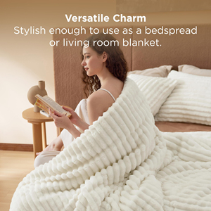3 Pieces <strong>Double</strong>-Side Fleece <strong>Fluffy</strong> White Comforter Set, Cozy Striped Room Decor Aesthetic, Luxury <strong>Bedding</strong> 2 Pillowcases - Product Image 4