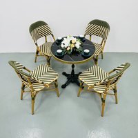 Ensemble table et chaise empilable en rotin au design moderne, imperméable pour l'intérieur et l'extérieur, meubles d'entrée pour villa, cour et parc