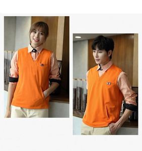 Design Waiter Autumn and Winter Clothes Shirt Women's Knitting Woolen Vest V-neck Coffee Western Restaurant Catering Overalls - Product Image 6