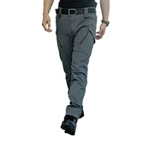 กางเกงคาร์โก้แฟชั่นสำหรับผู้ชาย,กางเกงขายาวยุทธวิธีลายพรางแบบทหารมีกระเป๋าหลายช่องกันน้ำสำหรับล่าสัตว์