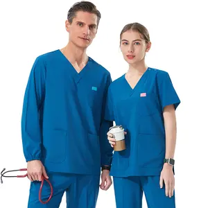 Medical Hospital Nursing Uniforms Easy STRETCH Scrub Sets Doctors Nurses for Women Men Clinical Sanitary Dental Outfits Suits