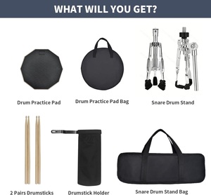 Comienza tu Camino como Baterista - Set de Pad de Práctica de Doble Capa de Metal Premium con Soporte Resistente, Sensación Realista y Accesorios Completos - Product Image 2