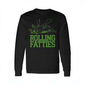 T-shirt à manches longues French Bulldog Rolling Fatties, col rond unisexe, chemise promotionnelle pour adultes - Product Image 3