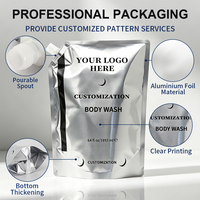 Sachet de recharge écologique en gros avec bec verseur en aluminium 500ml 1L 2L, logo personnalisé pour emballage de gel douche, shampoing et produits de soin personnel