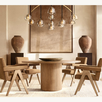 Mobilier de salle à manger en bois massif américain table ronde ensemble de chaises de salle à manger meuble personnalisable vente directe en usine
