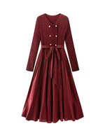 Miyake Sense Design Damen Elegantes Chiffon kleid Frühling Casual Style Langarm Mittellanger Falten rock New Solid Natural