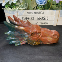 Sculpté à la main cristal artisanat pierre naturelle sculpture océan jaspe cristal tête de Dragon pour la décoration de la maison