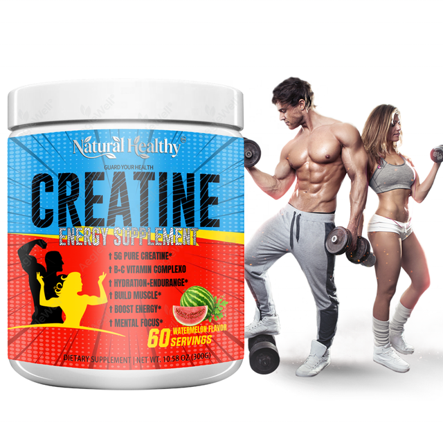 Natural Healthy OEM Creatine Monohydrate Powder Flavored Pre Workout Energy Supplement for Adults Support Muscle Growth