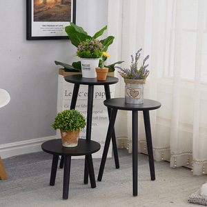 Modern Minimalist Wooden Flower Stand <b>White</b> Round <b>Table</b> For Living Room Balcony Plant Display - Product Image 3