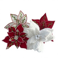 Fleurs artificielles de Poinsettia en polyester pour décorations de Noël, couronnes, arbres, murs, fêtes, tailles et couleurs personnalisées, usage commercial