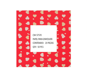 Korean <b>Paper</b> <b>Wrapping</b> <b>Paper</b> 57x57 Cm Heart Pattern For Gifts Flowers Crafts 20 Pieces - Product Image 1