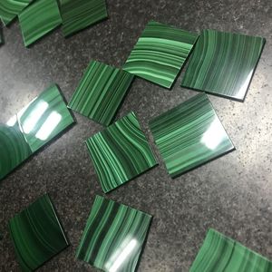 Pietra preziosa di lusso di alta qualità in pietra di Malachite quadrati in fogli solidi spazi vuoti intarsi gioielli che fanno 30*30*2mm - Product Image 6