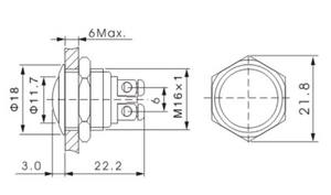 Interrupteur à bouton-poussoir à réinitialisation automatique en métal IP65 avec tête ronde <span class=keywords><strong>de</strong></span> 16 mm et 2 bornes à vis JS16B10 - Product Image 6
