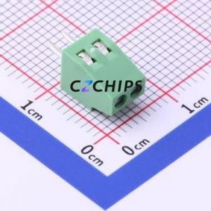 DG308-2.54-02P-14-00A(H) Screw Terminal Block Through hole Component (THT),P=2.54mm Connector 1x2P 2.54mm Green Through Hole - Product Image 2