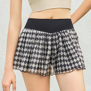 تنورة نسائية منتفخة <span class=keywords><strong>2</strong></span> في 1 مع لوحة شبكية للصيف ، تنورة نسائية عالية الخصر ناعمة للتنس ، شورت تنس الريشة ، تنورات مع جيب - Product Image 1