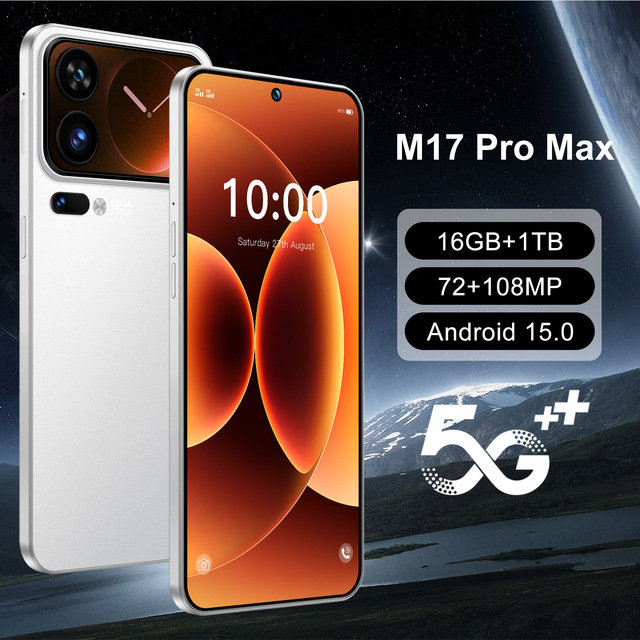 New Arrival M17 Pro Max 5G Smartphone 6.8-inch HD Display 16GB+1TB 5000mAh Long Standby Support French Spanish