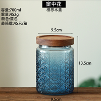 25oz 750ml großes rundes grünes bernstein blaues Glas Lebensmittel vorrats glas mit Holz lippen Getreide Aufbewahrung stopf Glasbehälter