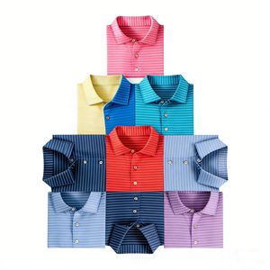 Camiseta de Golf de Manga Corta a Rayas para Hombre, con Logotipo OEM, Sublimada, de Punto, Poliéster, Elastano, Transpirable, de Secado Rápido, Suave, Deportiva - Product Image 2