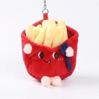 Porte-clés en peluche Frites Kawaii, Prêt à expédier, Thème alimentaire, Pendentif en peluche, Breloque de sac, Accessoire visage souriant