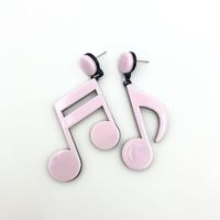 Boucles d'oreilles pendantes asymétriques en acrylique, motif note de musique tendance, vente en gros transfrontalière