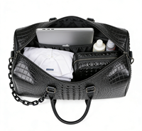 Sac de Voyage en Cuir Gaufré Façon Croco Noir avec Logo Personnalisé, Sac de Week-end de Luxe Grande Capacité pour Hommes, Vente en Gros 2026