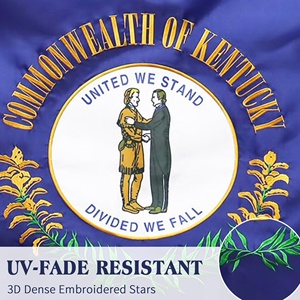 Bandera del estado de Kentucky, EE. UU., 3x5 pies, bordada y cosida, lona de nailon 210D de alta resistencia, con cabecera de doble costura y ojales de latón. - Product Image 3