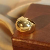 Nouvelle conception, bijoux fantaisie imperméables et hypoallergéniques, cadeau, anneaux creux épais et lisses en acier inoxydable plaqué or 18 carats pour femmes