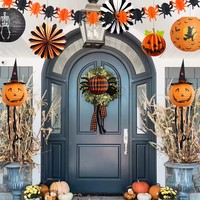 Ensemble de citrouilles d'Halloween en nid d'abeille-Lanternes lumineuses d'horreur en papier en forme de citrouille fordable pour la décoration de fête d'Halloween