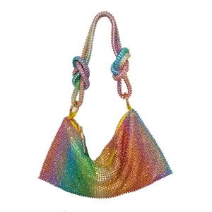 2023 Luxury Designer Ladies Handbag Bling Purses Clutch Mini Evening Bag Glitter Rhinestones Party Club Hobo Shoulder Bag High