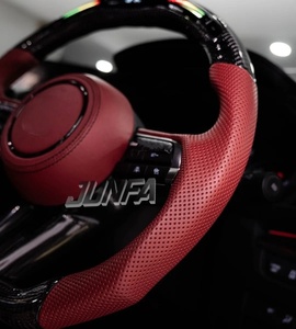 <span class=keywords><strong>Volante</strong></span> de Fibra de Carbono LED para <span class=keywords><strong>Mazda</strong></span> <span class=keywords><strong>3</strong></span> 6 CX-5 CX-30 - Costuras Rojas, Base Plana, Mejora de Carreras - Product Image 4