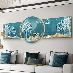Commercio all'ingrosso nordico 3 pezzi decorazione per la casa di cristallo immagine in porcellana con cornice di vetro diamante da parete arte dipinti moderni per il soggiorno - Product Image 1