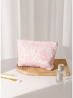 Pochette de voyage DICHOS personnalisée avec fermeture éclair et fleur en dentelle, trousse de toilette en coton à la mode pour maquillage et toilette avec étui en silicone