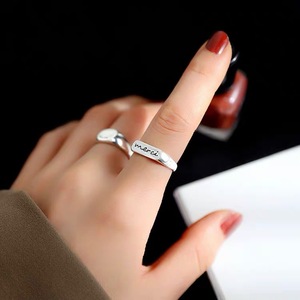 S925 Sterling Silver Letter <b>Ring</b> <b>Open</b> Design For Women Everyday Wear - Product Image 4