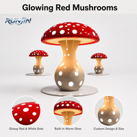 Sculpture de champignon en acier inoxydable illuminée, points rouges, lumière LED, installation extérieure pour place publique, fabricant sur mesure