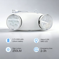 Lampe de Secours LED Double Tête 4W Haute Luminosité Ignifuge, Rotation Multi-Angle, Lampe d'Urgence Incendie à Double Tête