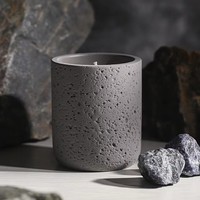 Pot à bougie en ciment à texture mate poreuse, forme multiple, récipient en béton pour bougie parfumée, décoration d'intérieur, vente en gros