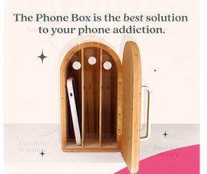 Điện thoại Hộp điện thoại chủ trang trí cho nhà giữ 6 điện thoại gia đình thời gian tre gỗ với sạc lỗ - Product Image 3