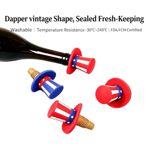 <span class=keywords><strong>Bouchon</strong></span> de bouteille de vin en silicone unique en forme de chapeau haut de forme |   <span class=keywords><strong>Bouchon</strong></span> de bouteille de vin décoratif, hermétique et de qualité alimentaire |   Logo personnalisé pour le vin et le champagne - Product Image 3