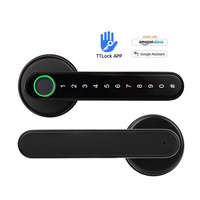 Kunci Pintu Pintar WiFi Harga Kompetitif dengan Sidik Jari, Tuas, Kunci, Aplikasi TTlock, untuk Rumah, Hotel, Pintu Kayu, Penyimpanan Cloud, Kata Sandi
