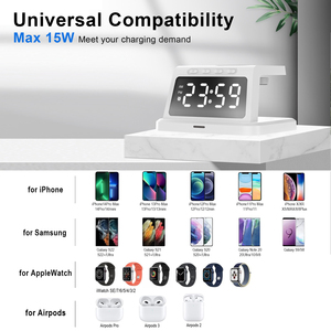 Soporte ajustable para <span class=keywords><strong>smartwatch</strong></span> <span class=keywords><strong>cargador</strong></span> inalámbrico <span class=keywords><strong>4</strong></span> en 1 con despertador digital para iwatch iPhone airpods - Product Image 5