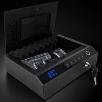 Caja Fuerte para Pistola con 3 Métodos de Desbloqueo: Huella Dactilar, Código y Llave, Acceso Rápido, Antirrobo, Tapa Abatible, Acero, Almacenamiento para Hogar, Mesita de Noche, Auto, Directo de Fábrica