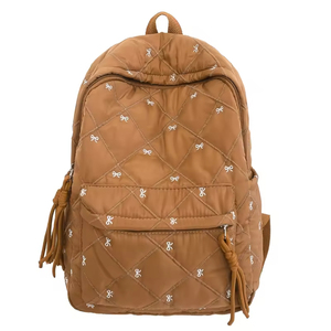 Cute Bow Junior High College Students Nylon <b>Backpack</b> Fashion Unisex Large Capacity Casual <b>Daily</b> School <b>Backpack</b> - Product Image 1