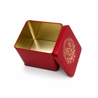 Boîte en métal rectangulaire rouge de luxe avec logo personnalisé, emballage cadeau pour bonbons, chocolat, mariage, Noël, stockage, vente en gros