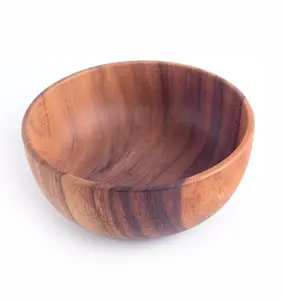 Wholesale Japanese Small Unique Design Round Vintage Wooden Bowl For Fruit Noodle